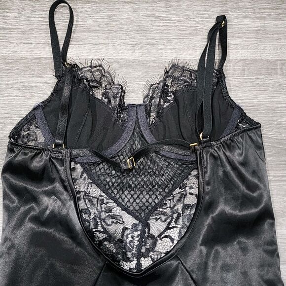 Tic Toc Bodycon Sheer Lace Strap Underwire Bra Top Mini Dress/Lingere Black Sz S - Picture 5 of 7